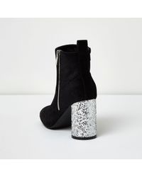 glitter heel ankle boots