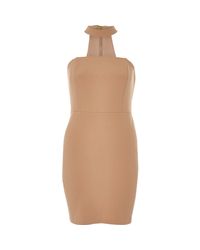 River Island Natural Nude Choker Bandeau Mini Dress