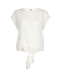 River Island Natural Cream Tie Front Top