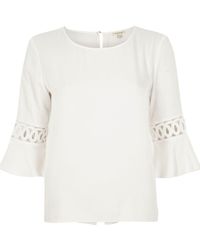 River Island White Cord Insert Bell Sleeve Top
