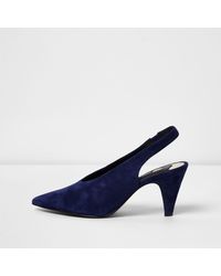 navy blue suede slingback shoes