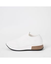 white knitted trainers womens