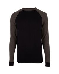 River Island Blue Navy Raglan Sleeve Jumper for men