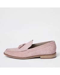 Light Pink Suede Tassel Loafers 