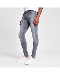 River Island Denim Ollie Spray On Skinny Jeans in Grey (Gray) for Men - Lyst