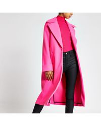 river island long pink coat