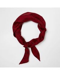 River Island Red Doodle Print Neck Scarf