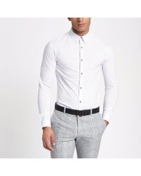 mens white muscle fit shirt