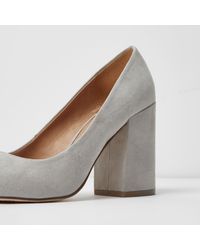 light gray block heels