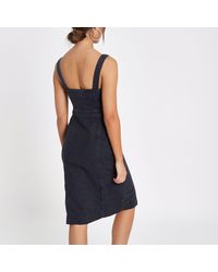 fitted denim midi dress