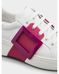 Roger Vivier Leather Viv' Skate Lacquered Buckle Sneakers - Lyst