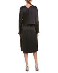 vince draped silk panel midi dress
