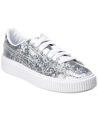 puma basket platform glitter