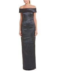 teri jon off the shoulder metallic gown