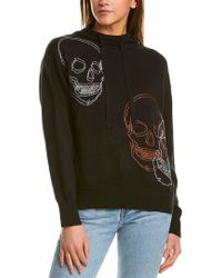 Skull Cashmere Black Cora Embroidered Cashmere-blend Hoodie