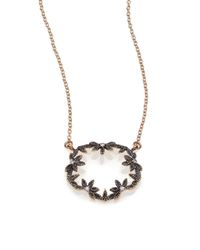 Mizuki | Diamond & 14k Blackened Gold Small Open Petal Necklace | Lyst