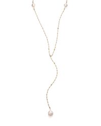 Mizuki | Metallic 15mm White Baroque Freshwater Pearl, Diamond & 14k Yellow Gold V Necklace | Lyst
