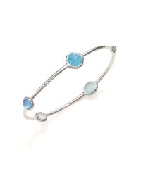 Ippolita | Metallic Rock Candy Larimar, Milky Aquamarine, Blue Topaz & Sterling Silver Five-stone Station Bangle Bra | Lyst