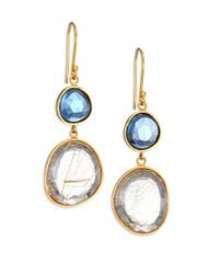 Lena Skadegard | Metallic Moss Aquarmaine, Rutilated Quartz & 18k Yellow Gold Drop Earrings | Lyst