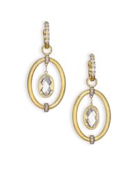 Jude Frances | Metallic Classic White Topaz, Diamond & 18k Yellow Gold Oval Link Earring Charms | Lyst