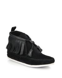 Rag & Bone | Black Ghita Leather & Suede Moccasin Ankle Boots | Lyst