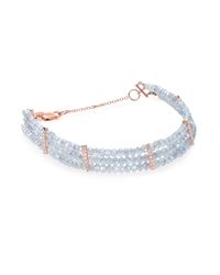 Meira T | Pink Mystic Quartz, Diamond & 14k Rose Gold Three-row Beaded Bracelet | Lyst