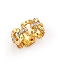 Roberto Coin | Metallic Pois Moi Diamond & 18k Yellow Gold Chain Band Ring | Lyst