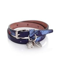 Alexander McQueen | Blue Double Wrap Leather Bracelet for Men | Lyst