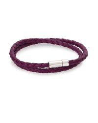 Tateossian | Metallic Scoubidou Leather & Sterling Silver Braided Double-wrap Bracelet for Men | Lyst