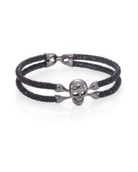 Stinghd | Blackened Silver & Stingray Skull Wrap Bracelet for Men | Lyst