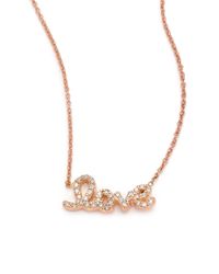 Roberto Coin | Pink Tiny Treasures Diamond & 18k Rose Gold Love Letter Necklace | Lyst