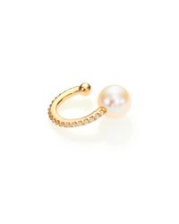 Phyne By Paige Novick | Metallic Gigi 6mm White Akoya Pearl, Diamond & 14k Yellow Gold Single Ear Cuff | Lyst