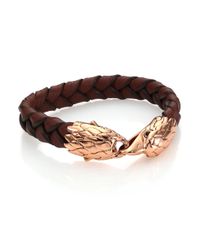 John Hardy | Black Classic Chain Woven Leather & Bronze Eagle Bracelet for Men | Lyst