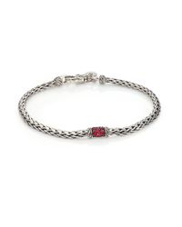 John Hardy | Metallic Classic Chain Red Sapphire & Sterling Silver Slim Station Bracelet | Lyst