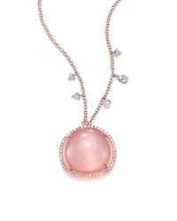 Meira T | Pink Rose Quartz, Mother-of-pearl, Diamond & 14k Rose Gold Pendant Necklace | Lyst