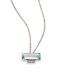KALAN by Suzanne Kalan | Metallic Soleil Blue Topaz, Diamond & 14k White Gold Layered Baguette Pendant Necklace | Lyst