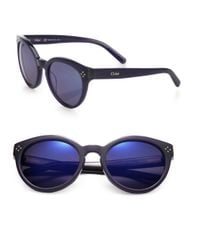 Chloé | Blue Boxwood Retro 54mm Round Sunglasses | Lyst