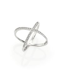 Michael Kors | Metallic Brilliance Statement Pave X Ring/silvertone | Lyst