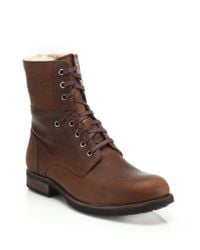 UGG Larus Shearling-lined Leather Boots in Brown for Men | Lyst