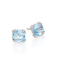 Anzie | Dew Drop Sky Blue Topaz & Sterling Silver Stud Earrings | Lyst