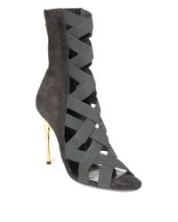 balmain tali defile suede elastic sandals in gray lyst balmain tali defile suede elastic sandals in gray lyst
