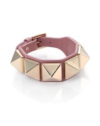 Valentino | Pink Rockstud Large Leather Bracelet | Lyst