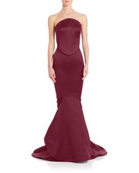 Zac Posen | Red Strapless Mermaid Gown | Lyst