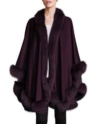 Sofia Cashmere | Purple Cashmere & Fox Fur Cape | Lyst