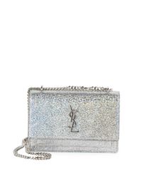 Saint Laurent | Mini Sunset Monogram Metallic Sparkle Chain Wallet | Lyst