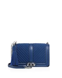 Rebecca Minkoff | Blue Chevron Quilted Love Leather & Suede Crossbody Bag | Lyst
