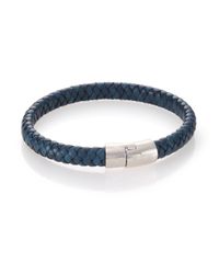 Tateossian | Blue Leather & Sterling Silver Classic Cobra Braided Bracelet for Men | Lyst