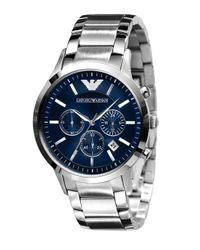 Emporio Armani | Gray Slim Stainless Steel Chronograph Watch for Men | Lyst
