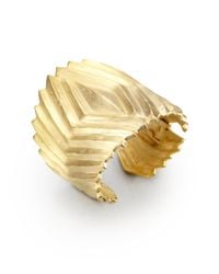 Kenneth Jay Lane | Metallic Ribbed Ribbon Cuff Bracelet | Lyst