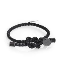 Bottega Veneta | Black Intrecciato Knotted Leather Bracelet | Lyst